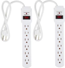 Amazon Basics 6-Outlet Surge Protector Power Strip (2-Pack)