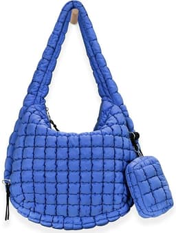 Large Quilted Puffer Tote Bag for Women – Lightweight Carryall with Crossbody Strap & Makeup Bag