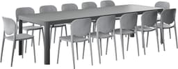 Amazonia Brampton 11-Piece Patio Dining Set – Aluminum Table + 10 Duresin Chairs (Gray)