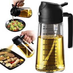 TrendPlain 16oz Glass Olive Oil Sprayer – 2-in-1 Spray & Pour Dispenser for Cooking (Black)